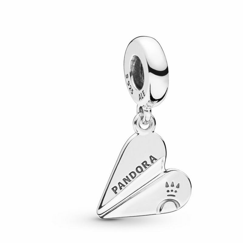 Pandora Australia Heart Paper Plane Dangle Charm - Sterling Silver | HXDNTR017